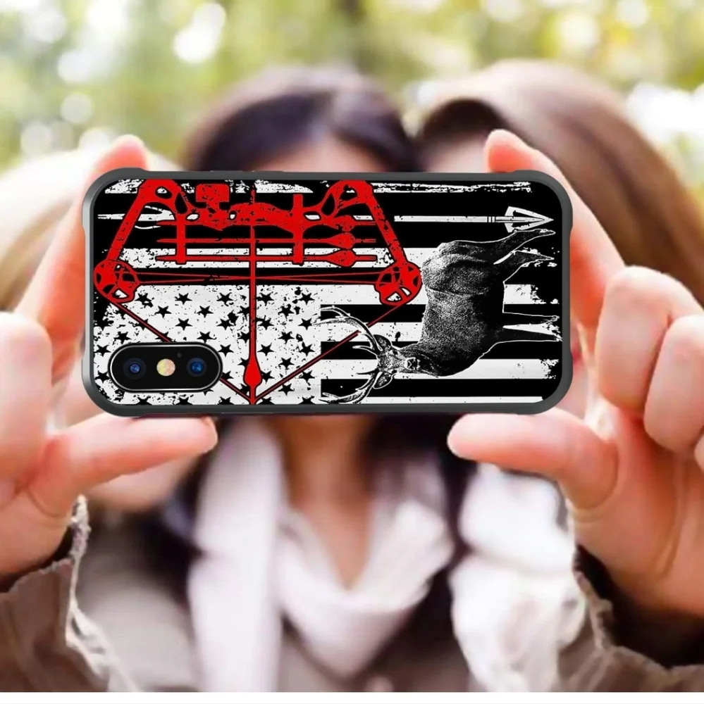 iPhone XR Case,Bow Hunting Deer Flag Case for iPhone XR Cases for Men Boy [Anti-